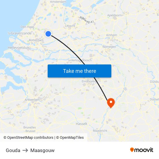 Gouda to Maasgouw map