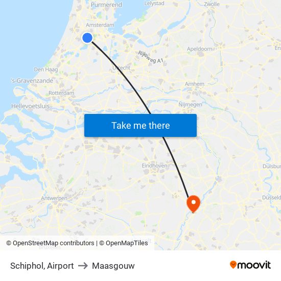 Schiphol, Airport to Maasgouw map