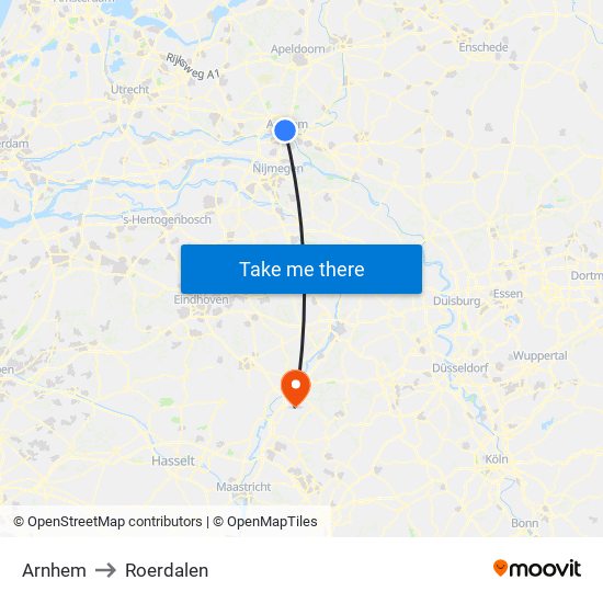 Arnhem to Roerdalen map