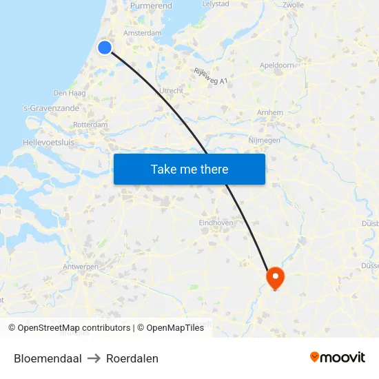 Bloemendaal to Roerdalen map