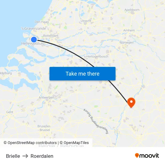 Brielle to Roerdalen map