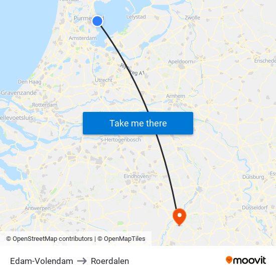 Edam-Volendam to Roerdalen map