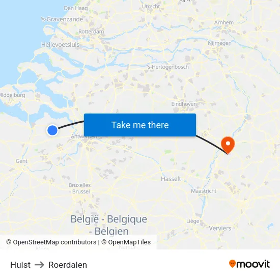 Hulst to Roerdalen map
