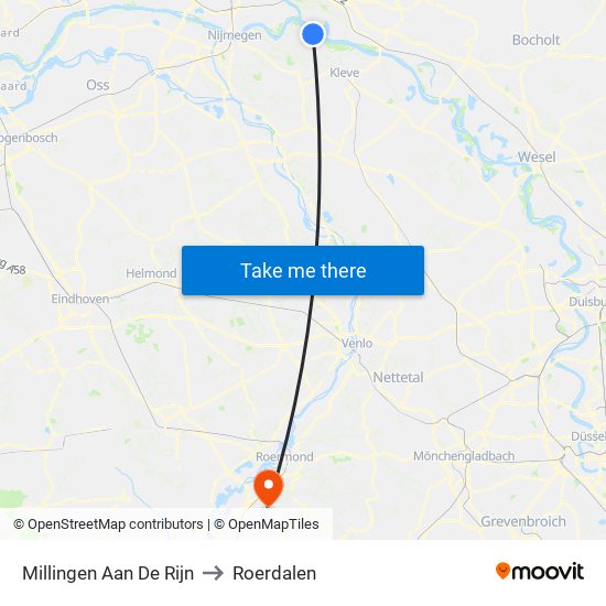 Millingen Aan De Rijn to Roerdalen map