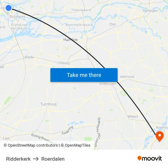 Ridderkerk to Roerdalen map