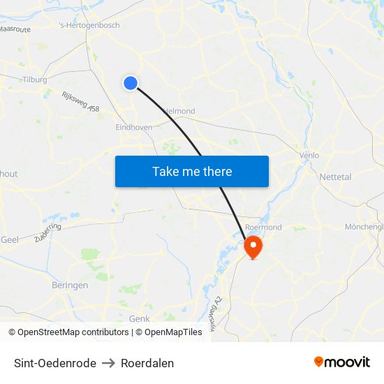 Sint-Oedenrode to Roerdalen map