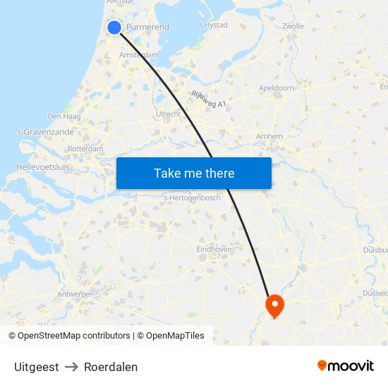 Uitgeest to Roerdalen map