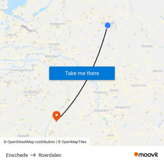 Enschede to Roerdalen map