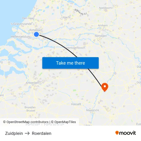 Zuidplein to Roerdalen map