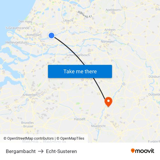 Bergambacht to Echt-Susteren map