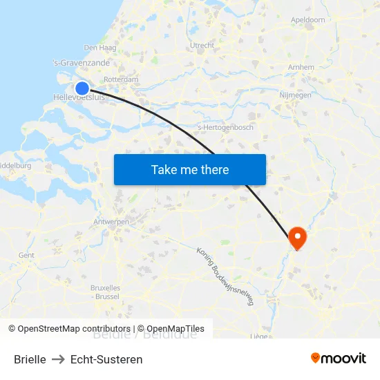 Brielle to Echt-Susteren map
