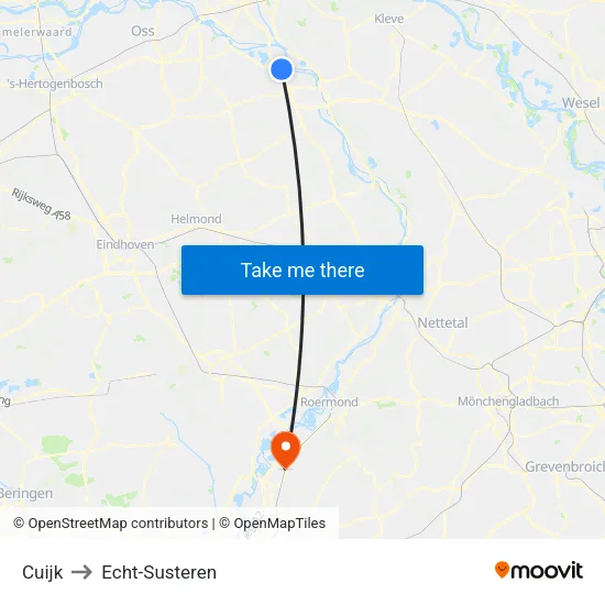 Cuijk to Echt-Susteren map