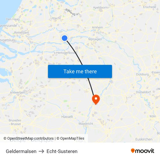 Geldermalsen to Echt-Susteren map