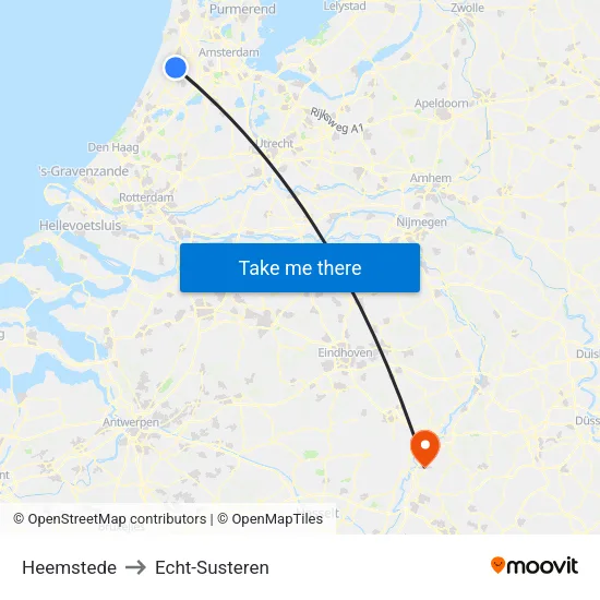 Heemstede to Echt-Susteren map