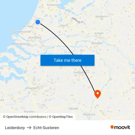Leiderdorp to Echt-Susteren map
