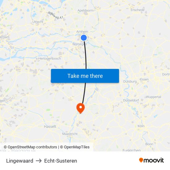 Lingewaard to Echt-Susteren map