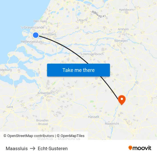 Maassluis to Echt-Susteren map