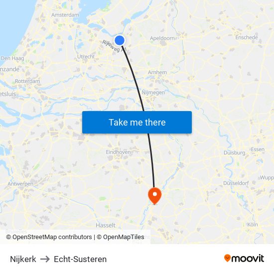 Nijkerk to Echt-Susteren map