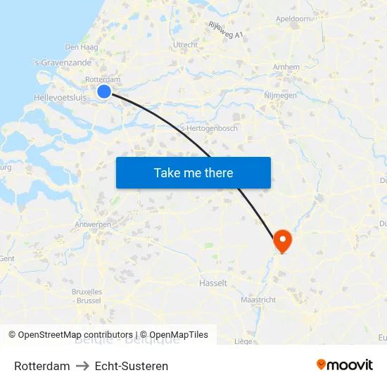 Rotterdam to Echt-Susteren map