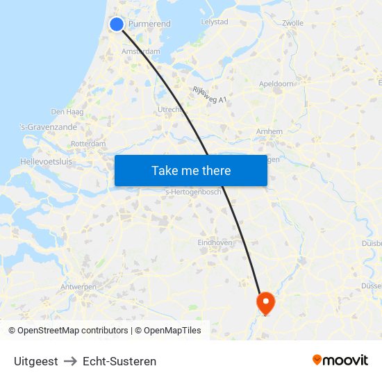 Uitgeest to Echt-Susteren map