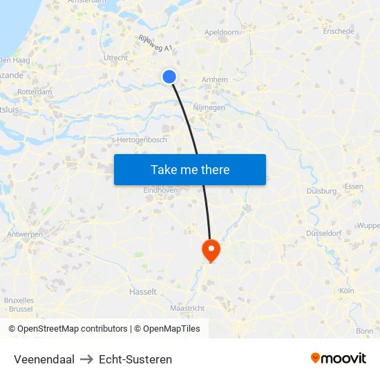 Veenendaal to Echt-Susteren map
