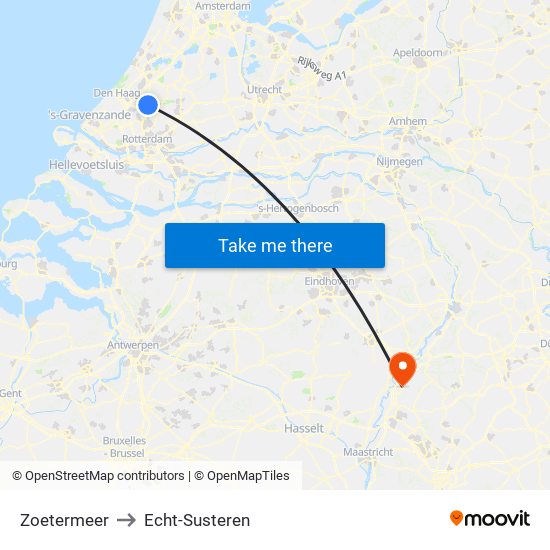 Zoetermeer to Echt-Susteren map