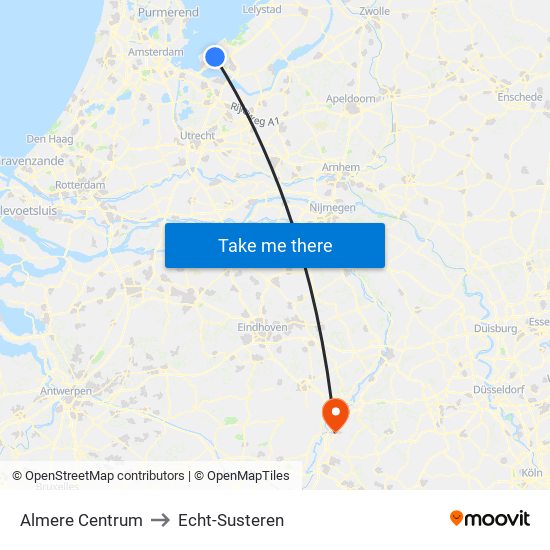 Almere Centrum to Echt-Susteren map