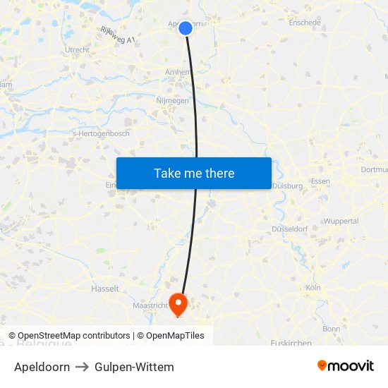 Apeldoorn to Gulpen-Wittem map