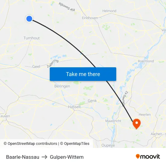 Baarle-Nassau to Gulpen-Wittem map