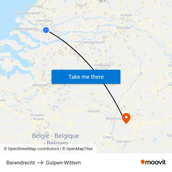 Barendrecht to Gulpen-Wittem map