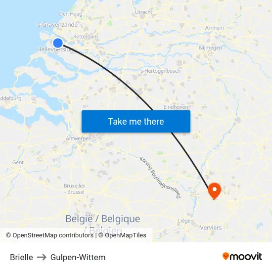 Brielle to Gulpen-Wittem map