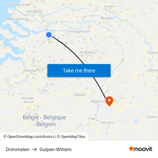 Drimmelen to Gulpen-Wittem map