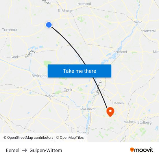 Eersel to Gulpen-Wittem map