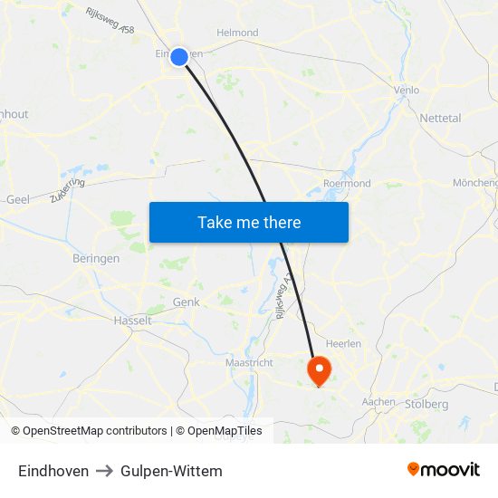 Eindhoven to Gulpen-Wittem map