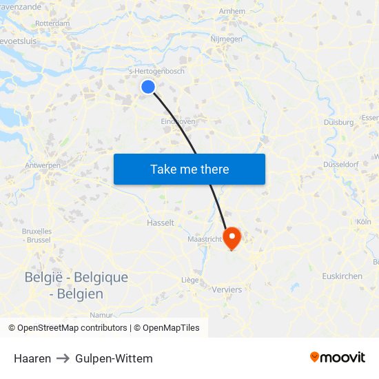 Haaren to Gulpen-Wittem map