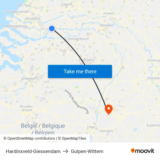 Hardinxveld-Giessendam to Gulpen-Wittem map