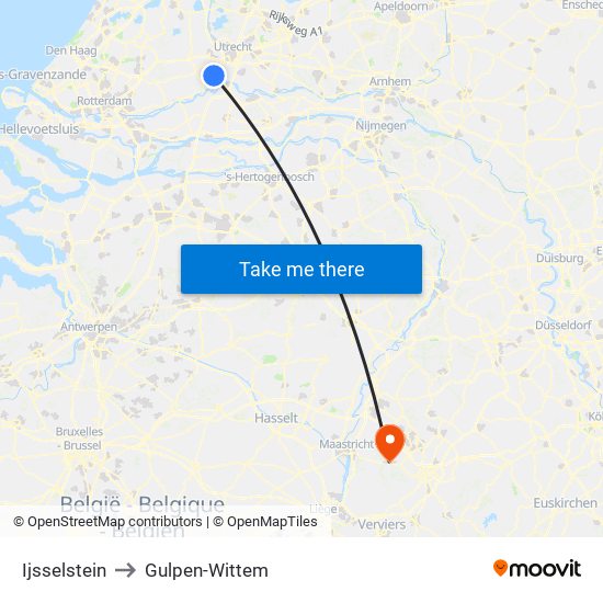 Ijsselstein to Gulpen-Wittem map