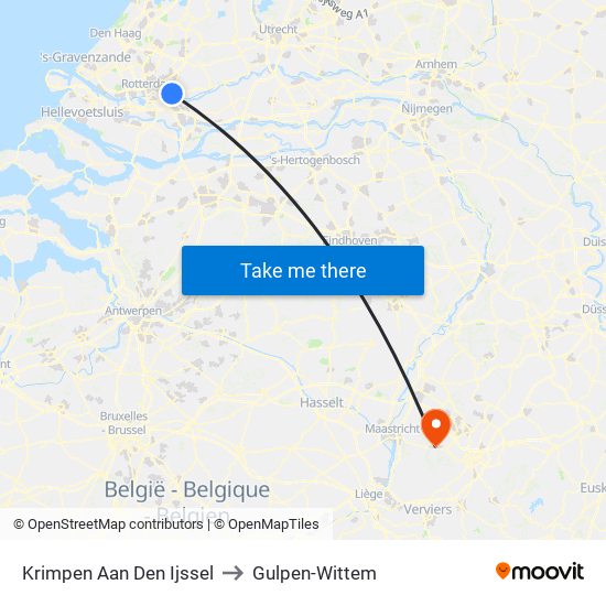 Krimpen Aan Den Ijssel to Gulpen-Wittem map