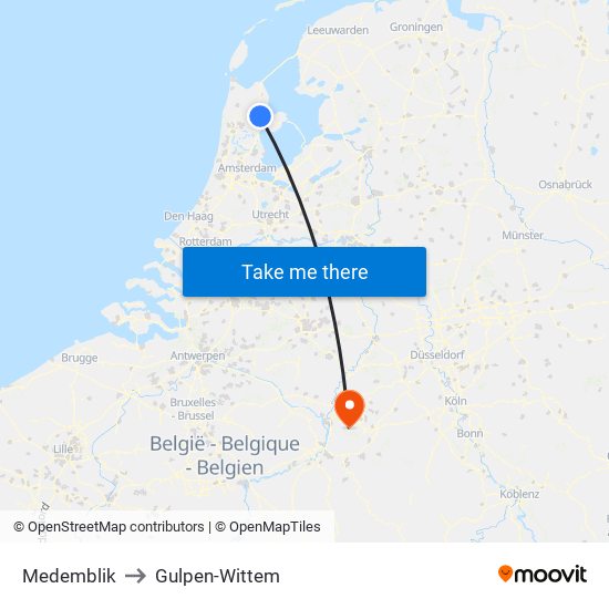 Medemblik to Gulpen-Wittem map