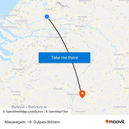 Nieuwegein to Gulpen-Wittem map