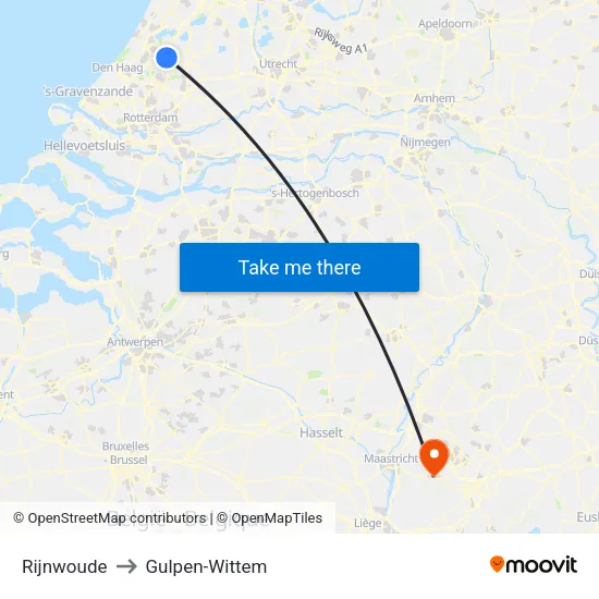 Rijnwoude to Gulpen-Wittem map