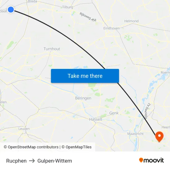 Rucphen to Gulpen-Wittem map