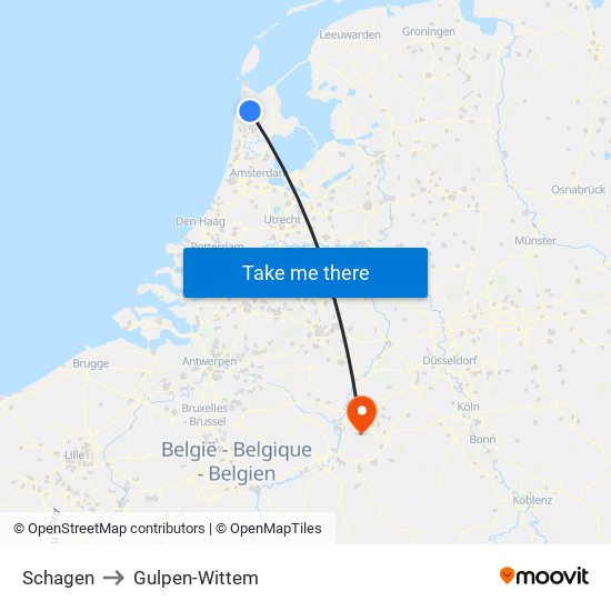 Schagen to Gulpen-Wittem map