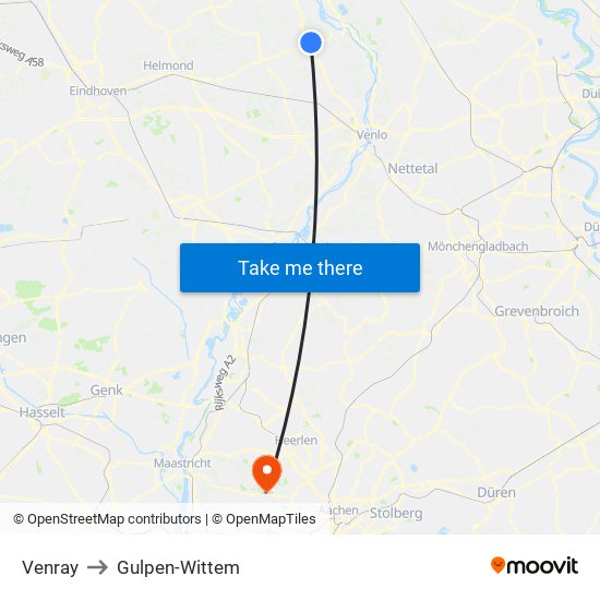 Venray to Gulpen-Wittem map