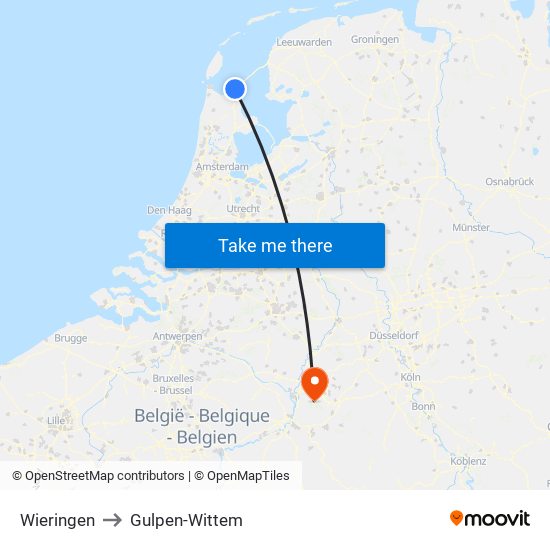 Wieringen to Gulpen-Wittem map