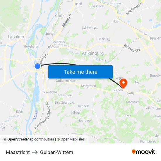 Maastricht to Gulpen-Wittem map