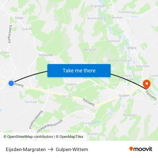 Eijsden-Margraten to Gulpen-Wittem map