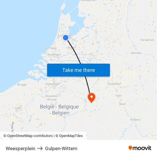 Weesperplein to Gulpen-Wittem map