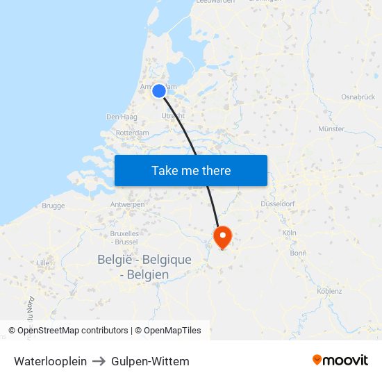 Waterlooplein to Gulpen-Wittem map