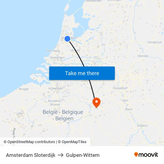 Amsterdam Sloterdijk to Gulpen-Wittem map